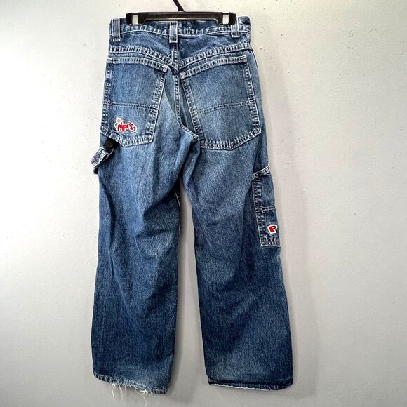 Vintage Lee Pipes Baggy Jeans Carpenter Cargo Loose 26x27 Y2K 90s Blue Denim - Picture 1 of 9